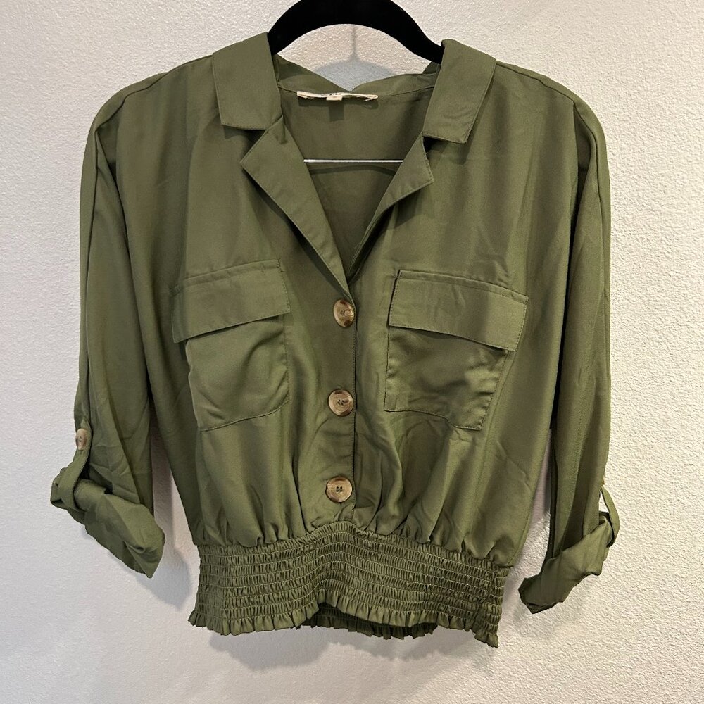Olive green Silk top